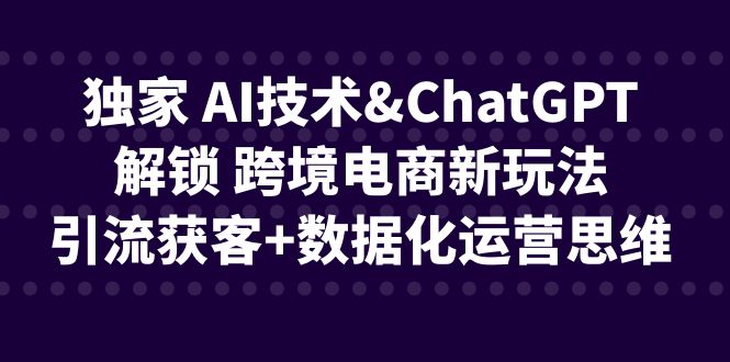 （6599期）独家 AI技术&ChatGPT解锁 跨境电商新玩法，引流获客+数据化运营思维-保成圈-山云人力,分享创业咨询_最新网络项目资源
