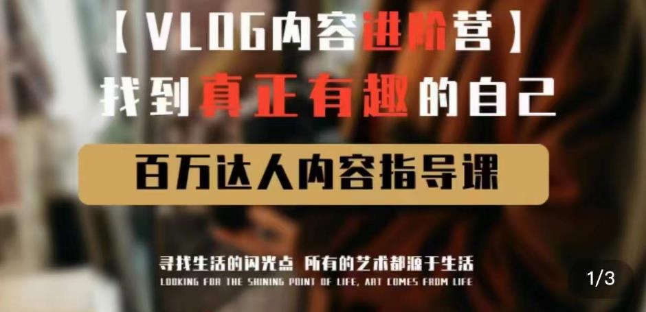 vlog内容进阶营，找到真正有趣的自己，百万达人内容指导课-保成圈-山云人力,分享创业咨询_最新网络项目资源