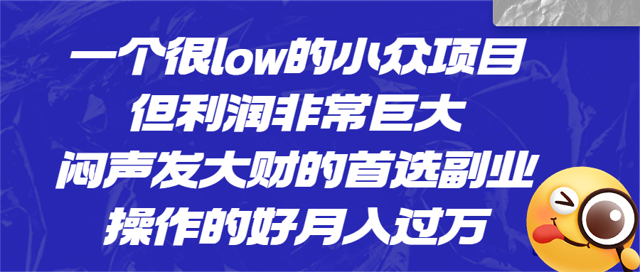 （6601期）一个很low的小众项目，但利润非常巨大，闷声发大财的首选副业，月入过万-保成圈-山云人力,分享创业咨询_最新网络项目资源