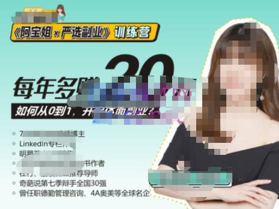 《阿宝姐×严选副业》训练营【Plus版】12期，帮助你找准适合自己的副业，开启斜杠人生-保成圈-山云人力,分享创业咨询_最新网络项目资源