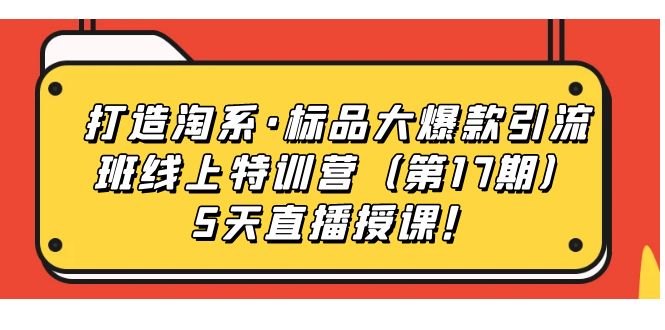 （7226期）打造淘系·标品大爆款引流班线上特训营（第17期）5天直播授课！-保成圈-山云人力,分享创业咨询_最新网络项目资源