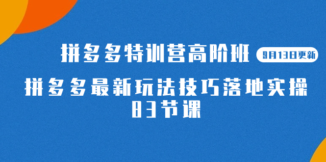 （7295期）2023拼多多·特训营高阶班【9月13日更新】拼多多最新玩法技巧落地实操-83节-保成圈-山云人力,分享创业咨询_最新网络项目资源