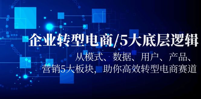 （5939期）企业转型电商/5大底层逻辑，从模式 数据 用户 产品 营销5大板块，高效转型-保成圈-山云人力,分享创业咨询_最新网络项目资源
