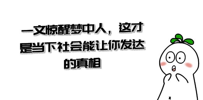 （8480期）某公众号付费文章《一文 惊醒梦中人，这才是当下社会能让你发达的真相》-保成圈-山云人力,分享创业咨询_最新网络项目资源