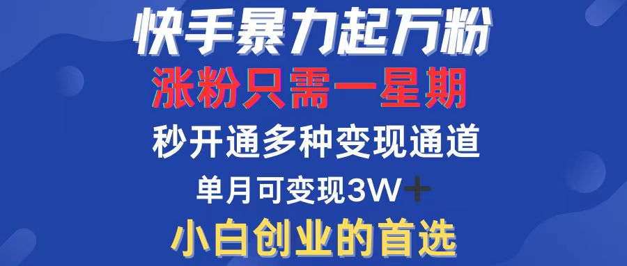 （10487期）快手暴力起万粉，涨粉只需一星期，多种变现模式，直接秒开万合，小白创…-保成圈-山云人力,分享创业咨询_最新网络项目资源