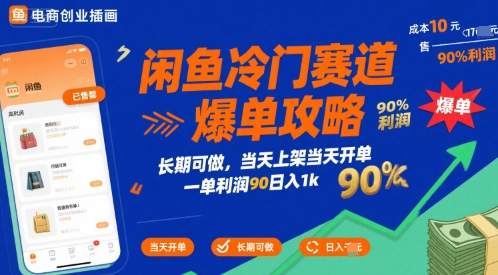 闲鱼冷门赛道爆单攻略，长期可做，当天上架当天开单，一单利润90% 利润，日入1k【揭秘】-保成圈-山云人力,分享创业咨询_最新网络项目资源