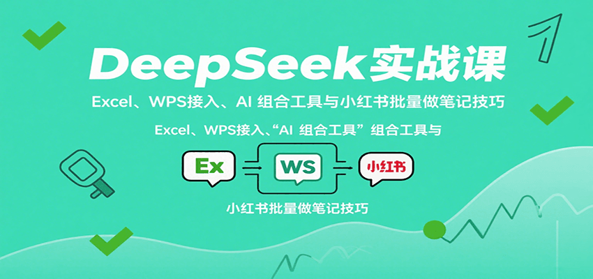 DeepSeek实战课：Excel、WPS接入、AI 组合工具与小红书批量做笔记技巧-保成圈-山云人力,分享创业咨询_最新网络项目资源