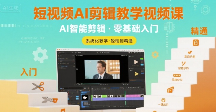 短视频AI剪辑教学视频课，入门到精通-保成圈-山云人力,分享创业咨询_最新网络项目资源
