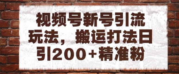 视频号新号引流玩法，搬运打法日引200+精准粉，可矩阵放大【揭秘】-保成圈-山云人力,分享创业咨询_最新网络项目资源