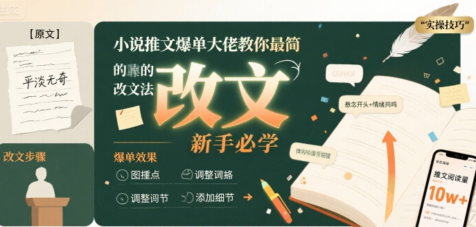 小说推文爆单大佬教你最简单的改文方法实操课，新手必学-保成圈-山云人力,分享创业咨询_最新网络项目资源