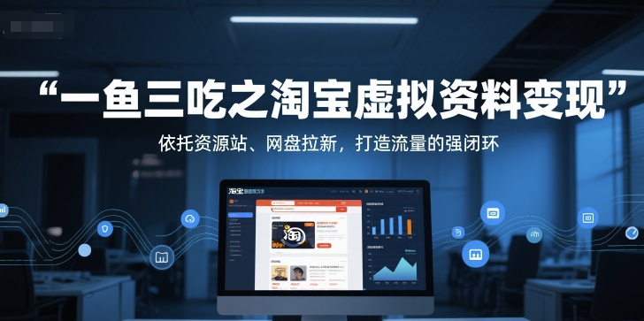 一鱼三吃之淘宝虚拟资料变现，依托资源站、网盘拉新，打造流量的强闭环-保成圈-山云人力,分享创业咨询_最新网络项目资源