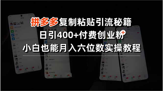 拼多多复制粘贴引流秘籍，日引400+付费创业粉，小白也能月入六位数实操…-保成圈-山云人力,分享创业咨询_最新网络项目资源