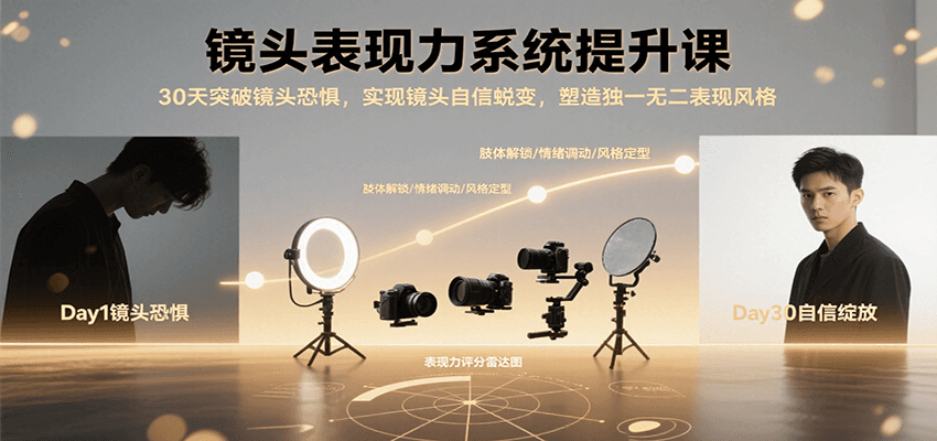 镜头表现力系统提升课，30天突破镜头恐惧实现自信蜕变，塑造独一无二表现风格-保成圈-山云人力,分享创业咨询_最新网络项目资源