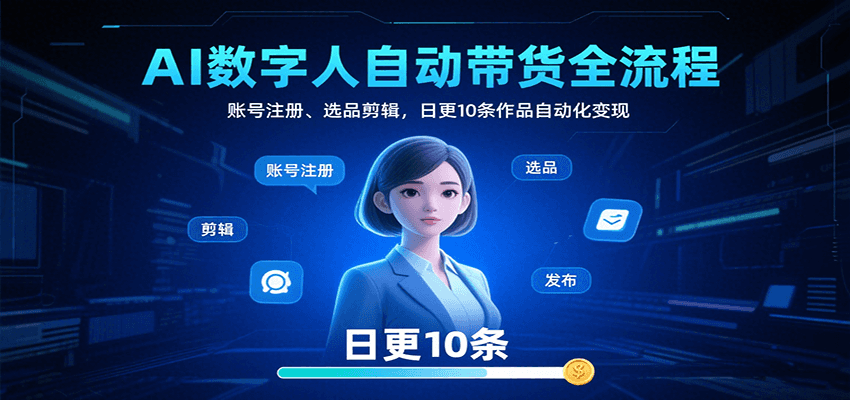 AI数字人自动带货全流程：账号注册、选品剪辑，日更10条作品自动化变现-保成圈-山云人力,分享创业咨询_最新网络项目资源