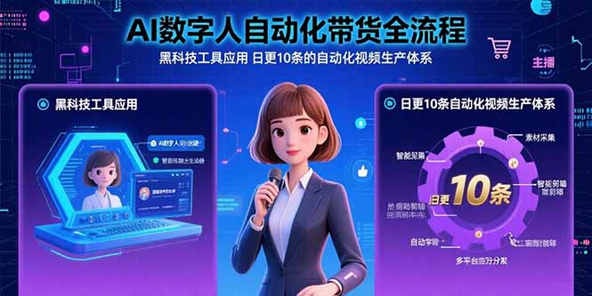 AI数字人自动化带货全流程：黑科技工具应用 日更10条的自动化视频生产体系-保成圈-山云人力,分享创业咨询_最新网络项目资源