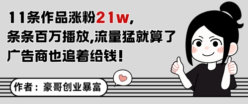 11条作品涨粉21W，条条百W播放，流量猛就算了，广告商也追着给钱-保成圈-山云人力,分享创业咨询_最新网络项目资源