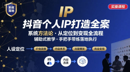 抖音个人IP系统落地实操大课，实操课程，辅助落地-保成圈-山云人力,分享创业咨询_最新网络项目资源