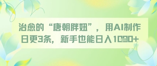 治愈的“唐朝胖妞”，用AI制作日更3条，新手也能日入多张-保成圈-山云人力,分享创业咨询_最新网络项目资源