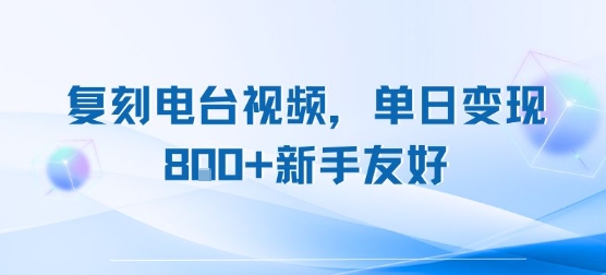 复刻电台视频，单日变现8张+新手友好，长期可做-保成圈-山云人力,分享创业咨询_最新网络项目资源