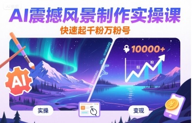 AI震撼风景制作实操课，快速起千粉万粉号-保成圈-山云人力,分享创业咨询_最新网络项目资源