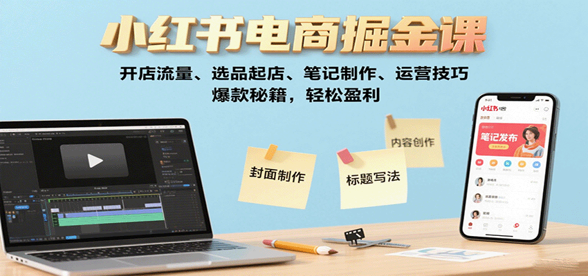 小红书电商掘金课：开店流量、选品起店、笔记制作、运营技巧，爆款秘籍，轻松盈利-保成圈-山云人力,分享创业咨询_最新网络项目资源