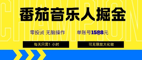 番茄音乐人掘金，单账号最高可撸1k+，可无限矩阵去做，零投入-保成圈-山云人力,分享创业咨询_最新网络项目资源