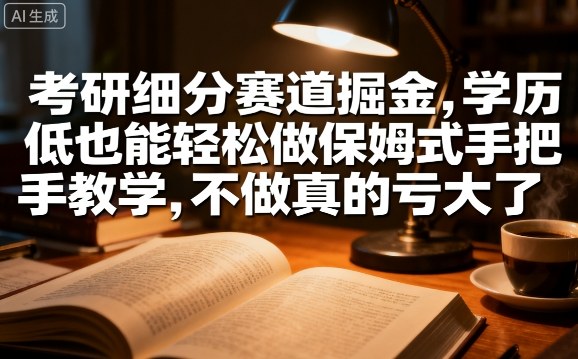 考研细分赛道掘金，日入1k+，学历低也能轻松做保姆式手把手教学，不做真的亏大了【揭秘】-保成圈-山云人力,分享创业咨询_最新网络项目资源