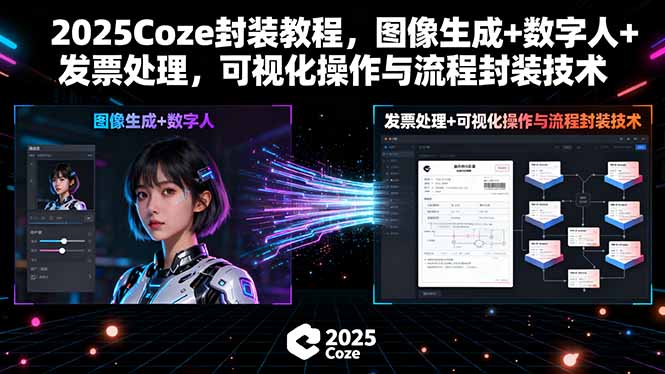 2025Coze封装教程，图像生成+数字人+发票处理，可视化操作与流程封装技术-保成圈-山云人力,分享创业咨询_最新网络项目资源