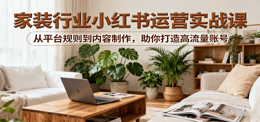 小红书家装行业运营实战课：从平台规则到内容制作，助你打造高流量账号-保成圈-山云人力,分享创业咨询_最新网络项目资源