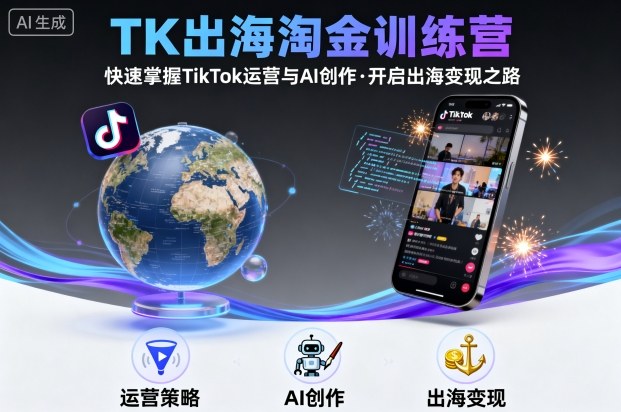 TK出海淘金训练营，助你快速掌握TikTok运营与AI创作，开启出海变现之路-保成圈-山云人力,分享创业咨询_最新网络项目资源