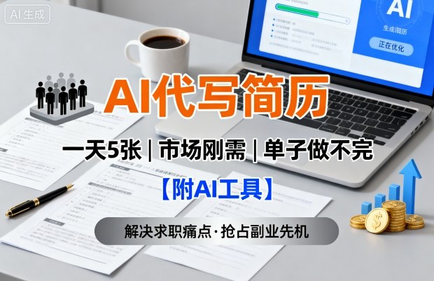 AI代写简历，一天5张，今年找工作难，市场刚需，单子做不完【附AI工具】-保成圈-山云人力,分享创业咨询_最新网络项目资源