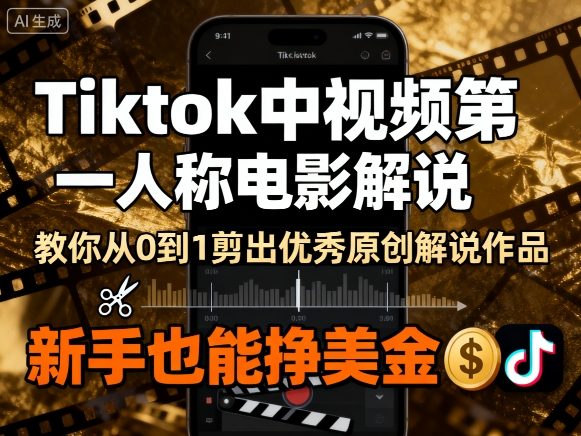 Tiktok中视频第一人称电影解说，教你从0到1剪出一个优秀的原创解说作品，新手也能挣美金-保成圈-山云人力,分享创业咨询_最新网络项目资源
