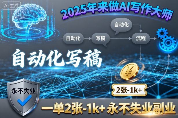 2025年来做AI写作大师，自动化写稿，一单2张-1k+，永不失业副业-保成圈-山云人力,分享创业咨询_最新网络项目资源