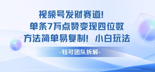 视频号发财赛道单条7W点赞变现四位数方法简单易复制小白玩法-保成圈-山云人力,分享创业咨询_最新网络项目资源