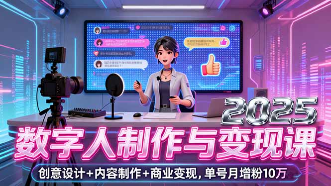 2025数字人制作与变现课，创意设计+内容制作+商业变现，单号月增粉10万+-保成圈-山云人力,分享创业咨询_最新网络项目资源