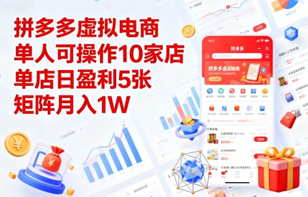 拼多多虚拟电商，单人可操作10家店，单店日盈利5张，矩阵月入1W+【揭秘】-保成圈-山云人力,分享创业咨询_最新网络项目资源