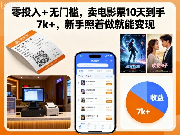 零投入+无门槛，卖电影票10天到手7k+，新手照着做就能变现【揭秘】-保成圈-山云人力,分享创业咨询_最新网络项目资源