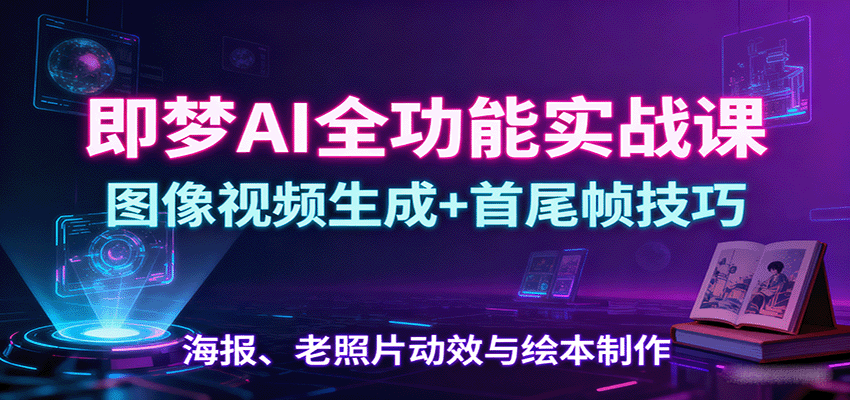 即梦AI全功能实战课：图像视频生成+首尾帧技巧，海报、老照片动效与绘本制作-保成圈-山云人力,分享创业咨询_最新网络项目资源