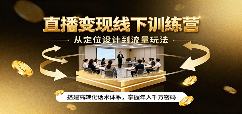 直播变现线下训练营，从定位设计到流量玩法，搭建高转化话术体系，掌握年入千万密码-保成圈-山云人力,分享创业咨询_最新网络项目资源