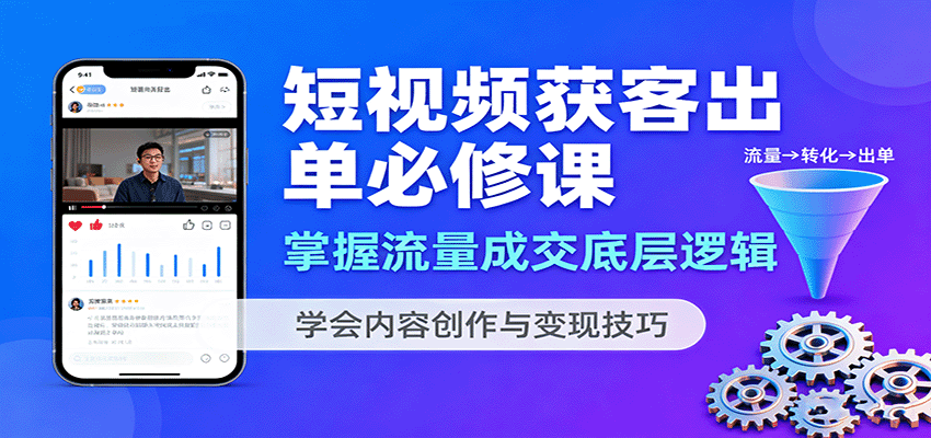 短视频获客出单必修课：掌握流量成交底层逻辑，学会内容创作与变现技巧-保成圈-山云人力,分享创业咨询_最新网络项目资源