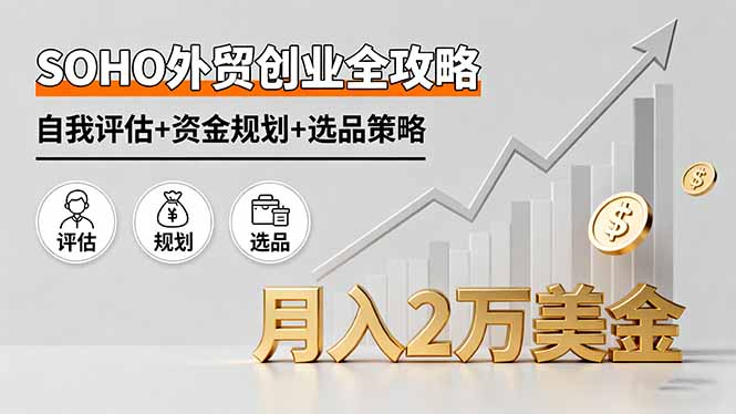 SOHO外贸创业全攻略，自我评估+资金规划+选品策略，月入2万美金-保成圈-山云人力,分享创业咨询_最新网络项目资源