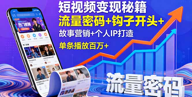 短视频变现秘籍，流量密码+钩子开头+故事营销+个人IP打造，单条播放百万+-保成圈-山云人力,分享创业咨询_最新网络项目资源