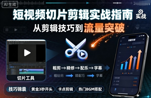 短视频切片剪辑实战指南，从剪辑技巧到流量突破-保成圈-山云人力,分享创业咨询_最新网络项目资源
