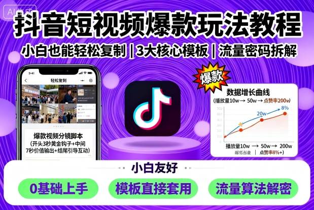 抖音短视频爆款玩法教程，小白也能轻松复制-保成圈-山云人力,分享创业咨询_最新网络项目资源