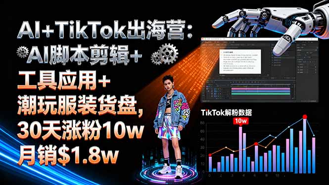 AI+TikTok出海营:AI脚本剪辑+工具应用+潮玩服装货盘,30天涨粉10w月销$1.8w-保成圈-山云人力,分享创业咨询_最新网络项目资源