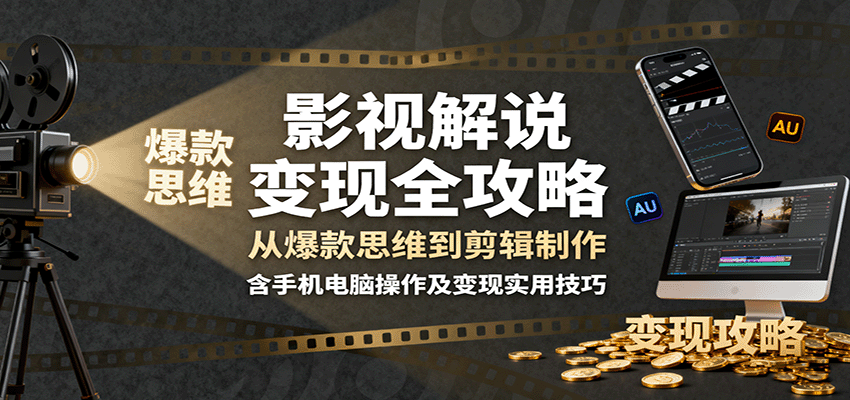 影视解说变现全攻略：从爆款思维到剪辑制作，含手机电脑操作及变现实用技巧-保成圈-山云人力,分享创业咨询_最新网络项目资源