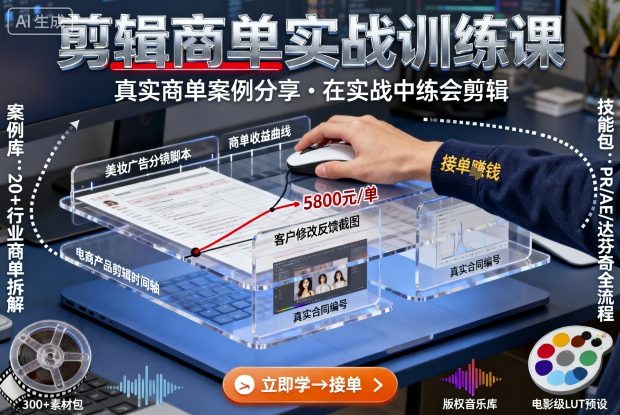 剪辑商单实战训练课，真实商单案例分享，在实战中练会剪辑-保成圈-山云人力,分享创业咨询_最新网络项目资源