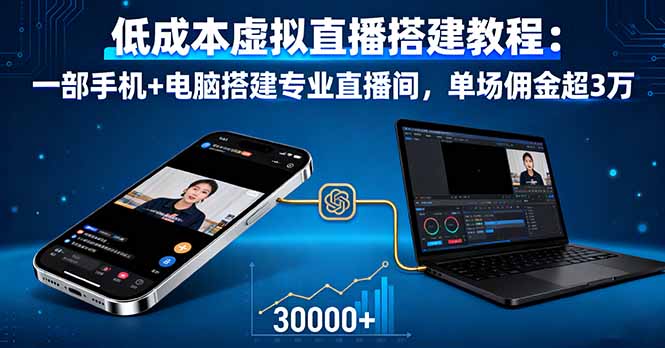 低成本虚拟直播搭建教程：一部手机+电脑搭建专业直播间，单场佣金超3万-保成圈-山云人力,分享创业咨询_最新网络项目资源
