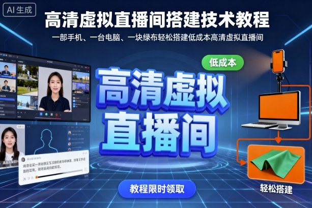 高清虚拟直播间搭建技术教程，一部手机、一台电脑、一块绿布轻松搭建低成本高清虚拟直播间-保成圈-山云人力,分享创业咨询_最新网络项目资源