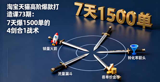 淘宝天猫高阶爆款打造课73期：7天爆1500单的4剑合1战术-保成圈-山云人力,分享创业咨询_最新网络项目资源